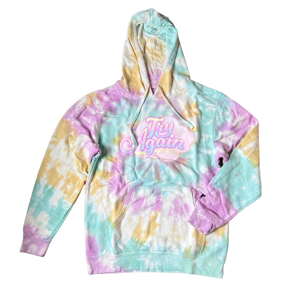 By Samii Ryan BSR Try Again Multicolor Tie Dye Hoodie Size Medium NEW
